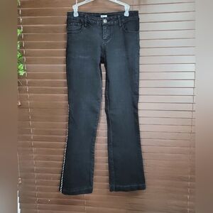 Caché Embellished Bootcut Mid-rise Stretch Women's Black Jeans Size 4 Long